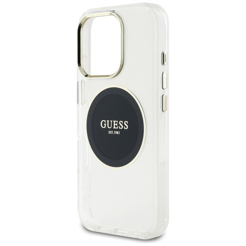 Guess IML Metal Colored Circle Classic Logo MagSafe-etui til iPhone 16 Pro - sort