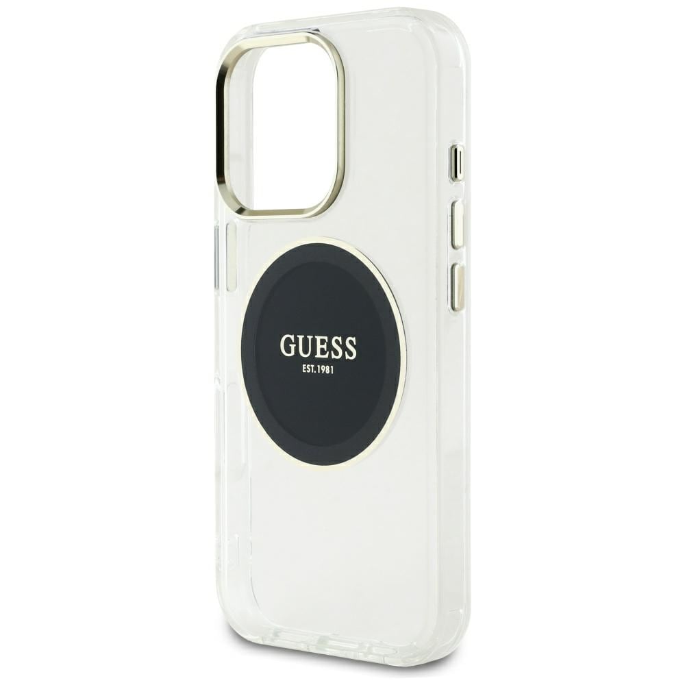 Guess IML metallfärgad cirkel Classic logotyp MagSafe-fodral för iPhone 16 Pro Max - svart