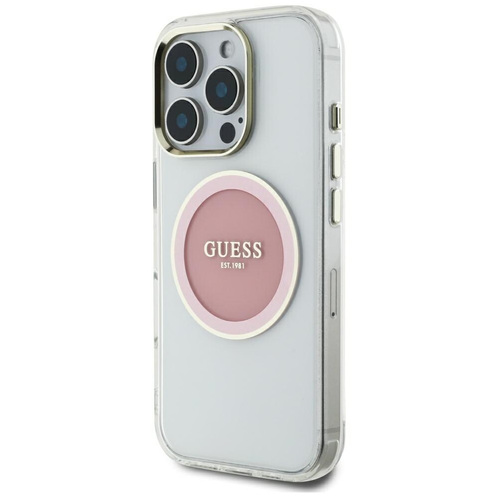 Guess IML Metal Colored Circle Classic Logo MagSafe-etui til iPhone 16 Pro Max - pink