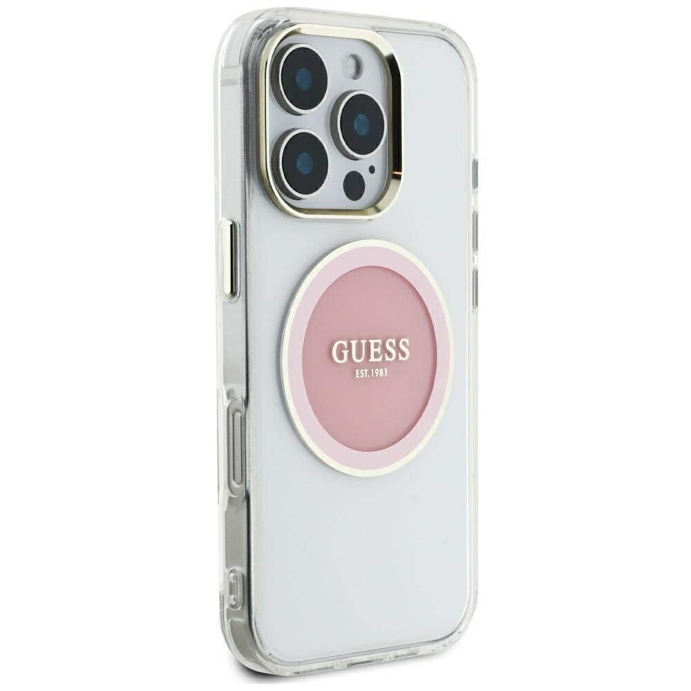Guess IML Metal Colored Circle Classic Logo MagSafe-etui til iPhone 16 Pro Max - pink