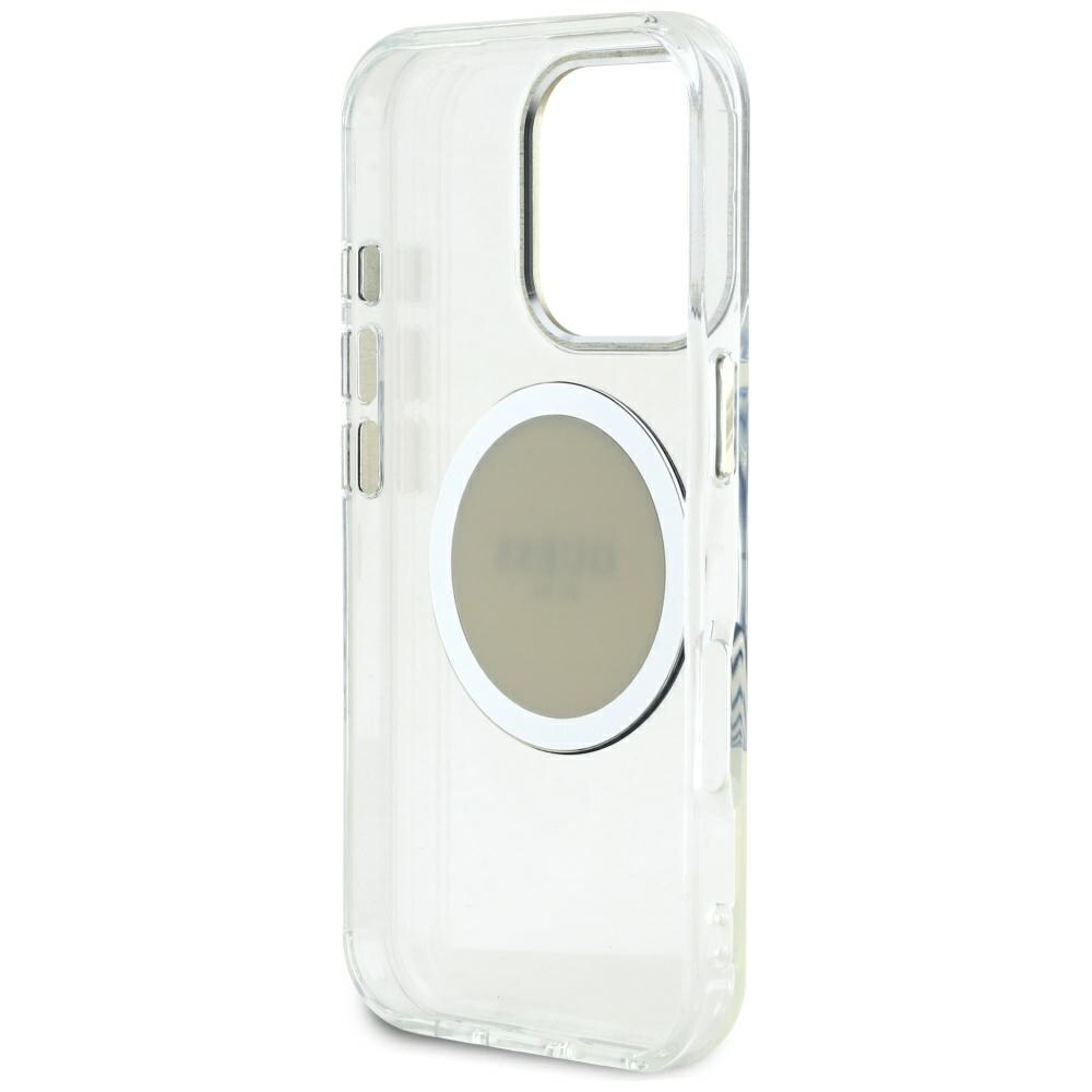 Guess IML Metallfärgad cirkel Classic Logo MagSafe-fodral för iPhone 16 Pro Max - grå