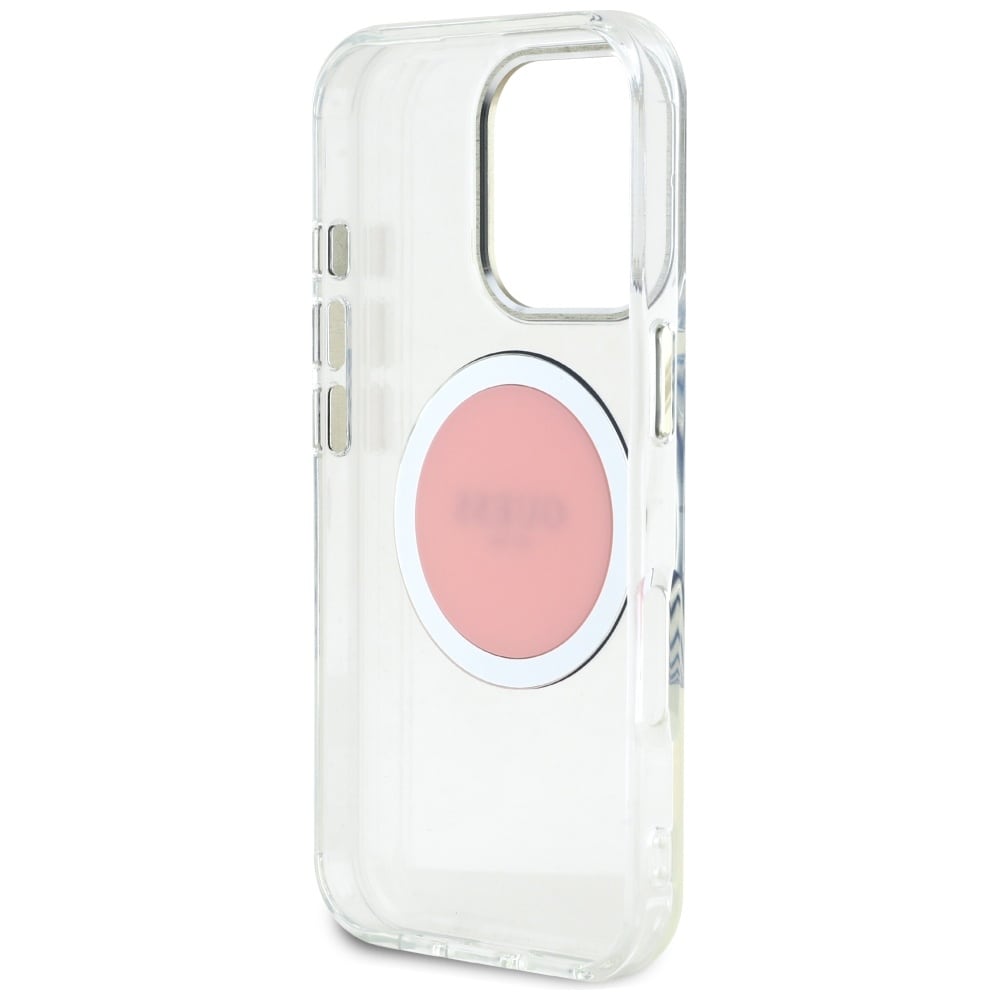 Guess IML metalfarvet cirkel Classic Logo MagSafe iPhone 16 Pro-etui - pink