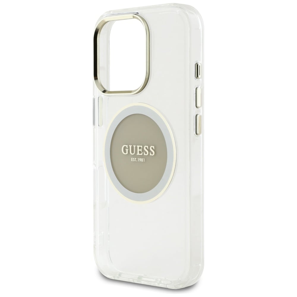 Guess IML Metal Colored Circle Classic Logo MagSafe-etui til iPhone 16 Pro - grå