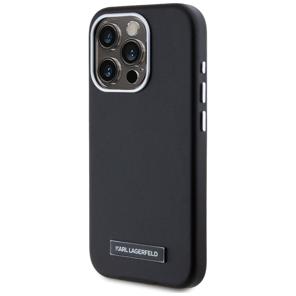 Karl Lagerfeld FW metalplade MagSafe iPhone 15 Pro Max taske - sort