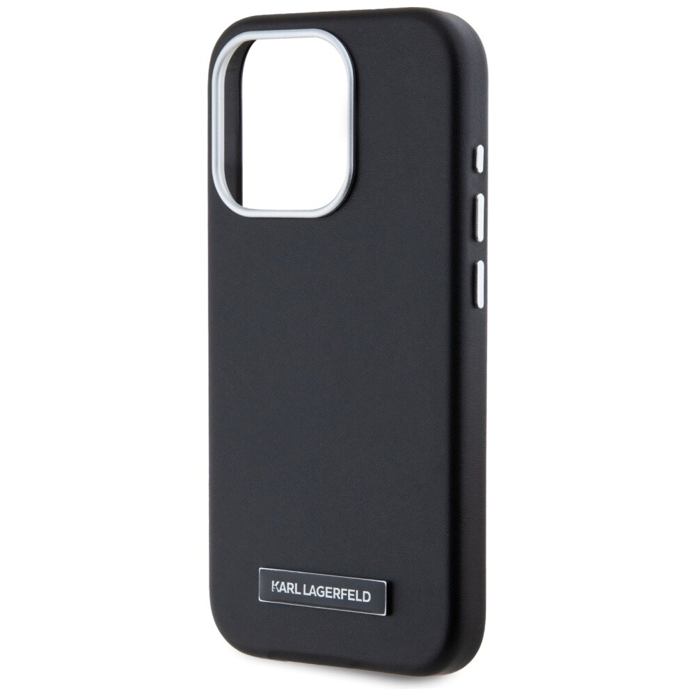 Karl Lagerfeld FW metalplade MagSafe iPhone 15 Pro Max taske - sort