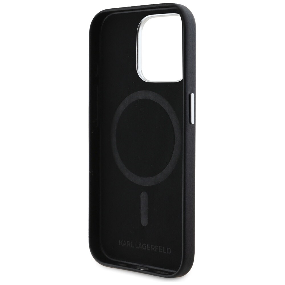 Karl Lagerfeld FW metalplade MagSafe iPhone 15 Pro Max taske - sort