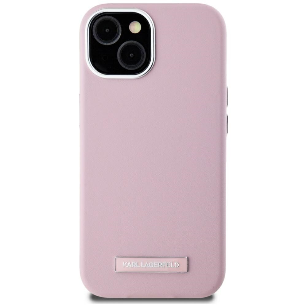 Karl Lagerfeld FW metalplade MagSafe iPhone 15 taske - pink