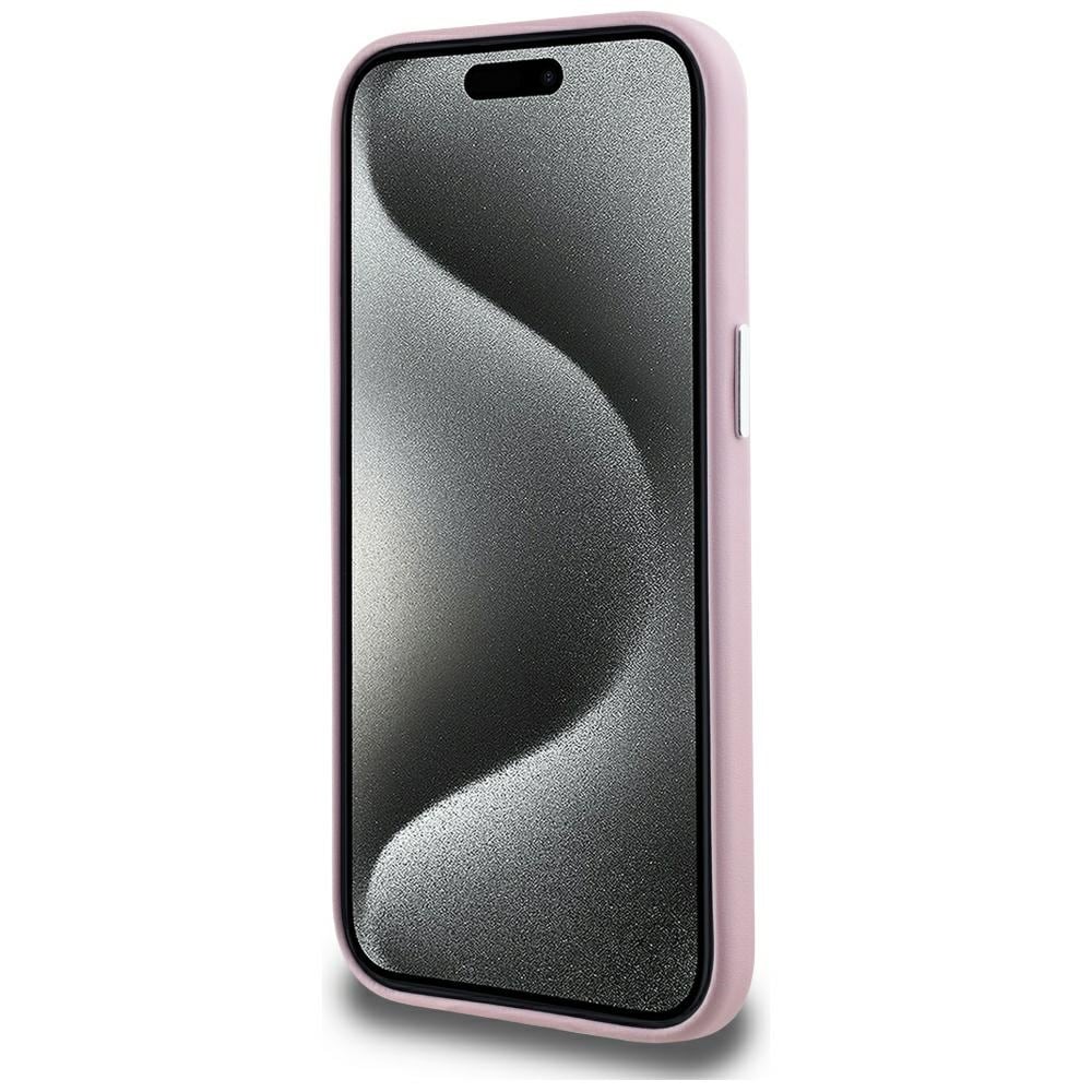 Karl Lagerfeld FW metalplade MagSafe iPhone 15 taske - pink