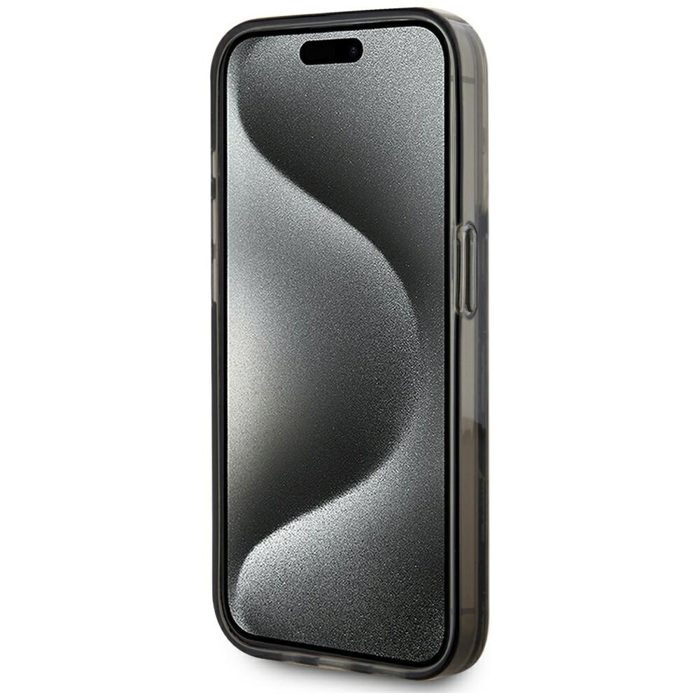Karl Lagerfeld Liquide Glitter Monogram Gradient iPhone 15 Pro taske - Sort