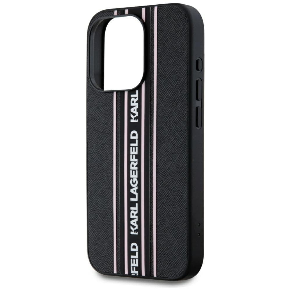 Karl Lagerfeld Saffiano Athleisure Stripes Cord iPhone 15 Pro Max Fodral - Rosa
