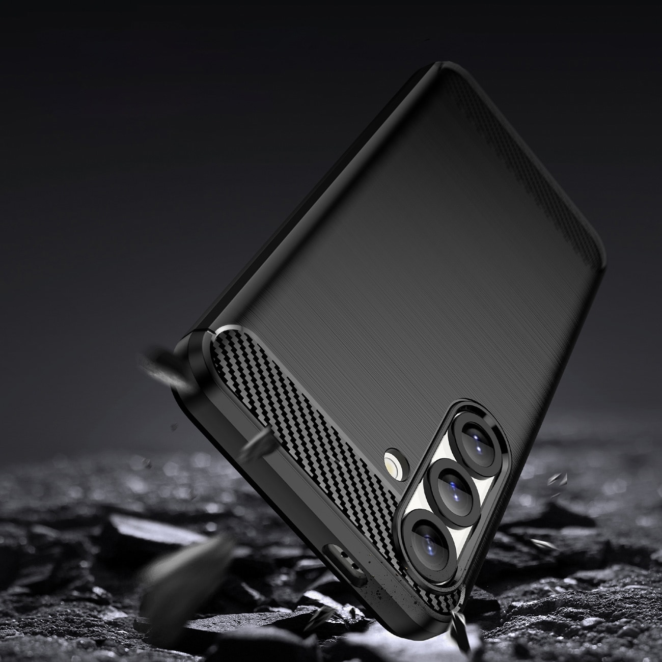 Carbon-etui i fleksibel silikone til Xiaomi Redmi Turbo 4 / Xiaomi Poco X7 Pro - Sort