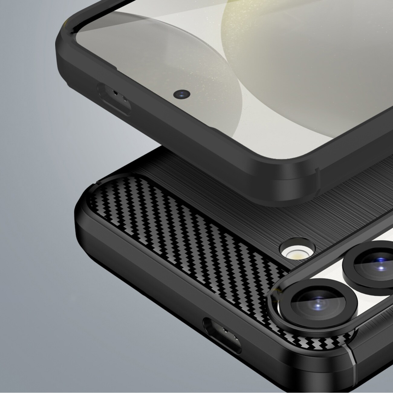 Carbon-etui i fleksibel silikone til Xiaomi Poco F7 Pro - Sort