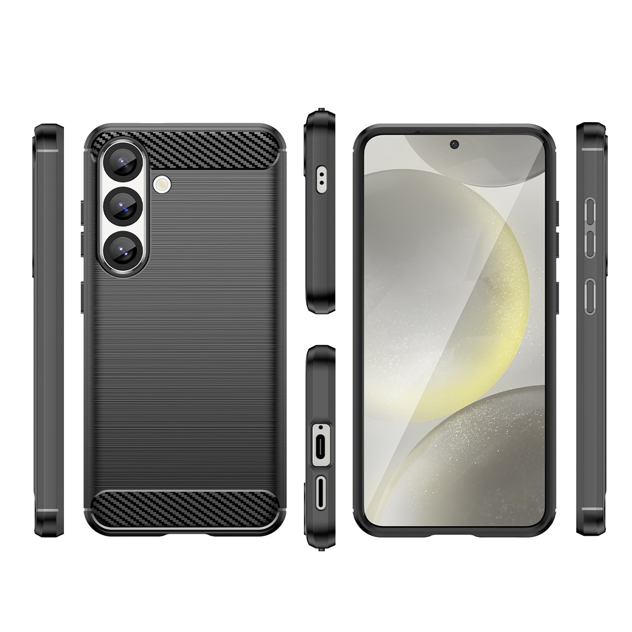 Carbon-etui i fleksibel silikone til Xiaomi Poco M7 5G - Sort