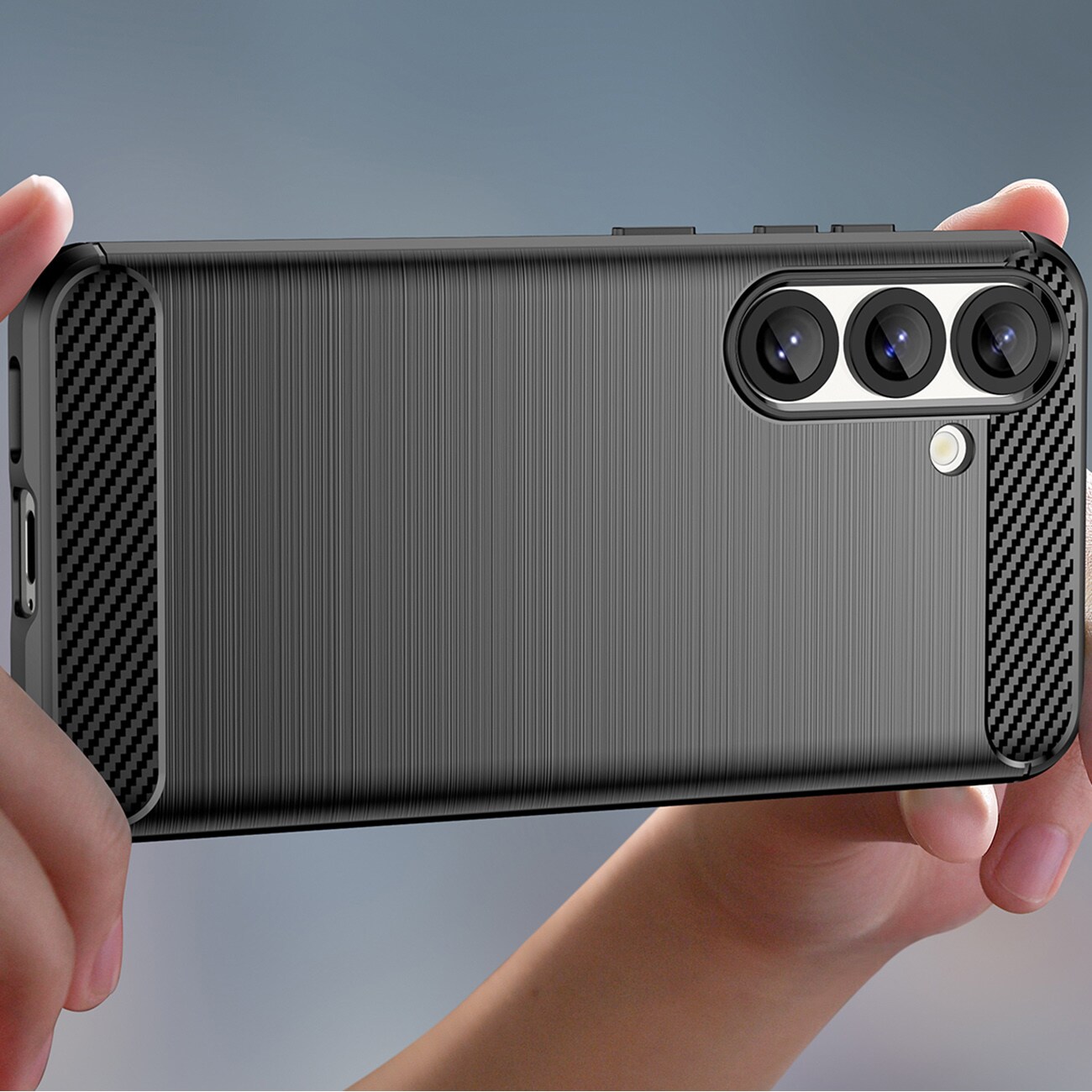 Carbon-etui i fleksibel silikone til Xiaomi Poco M7 5G - Sort