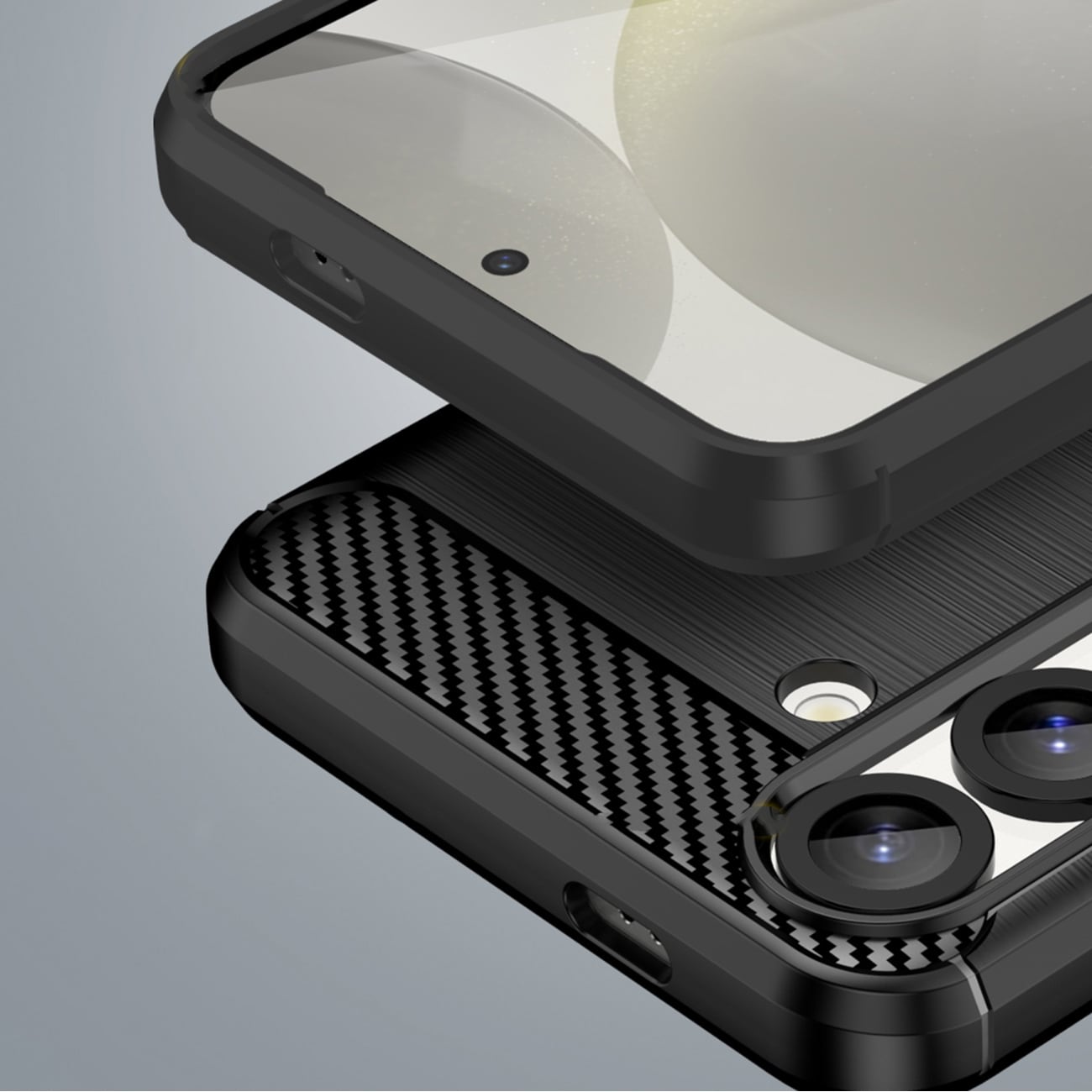 Carbon-etui i fleksibel silikone til Nothing-telefon (3a) - Sort