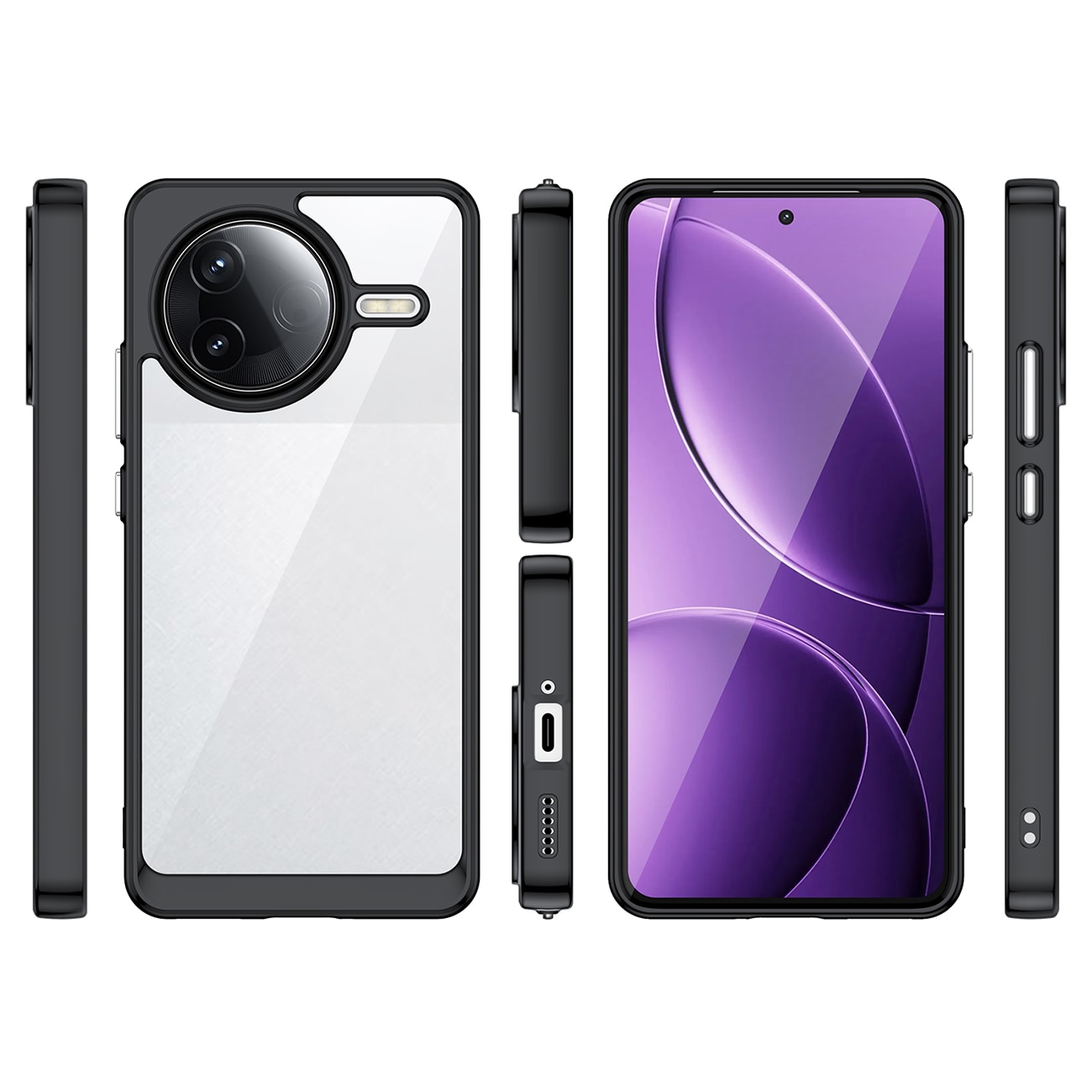 Outer Space-etui med geleramme til Xiaomi Poco F7 Ultra - Sort