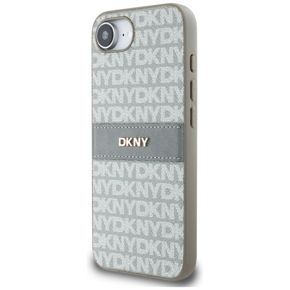 DKNY Repeat Texture Pattern med tonal stribe iPhone 16e Etui - Beige