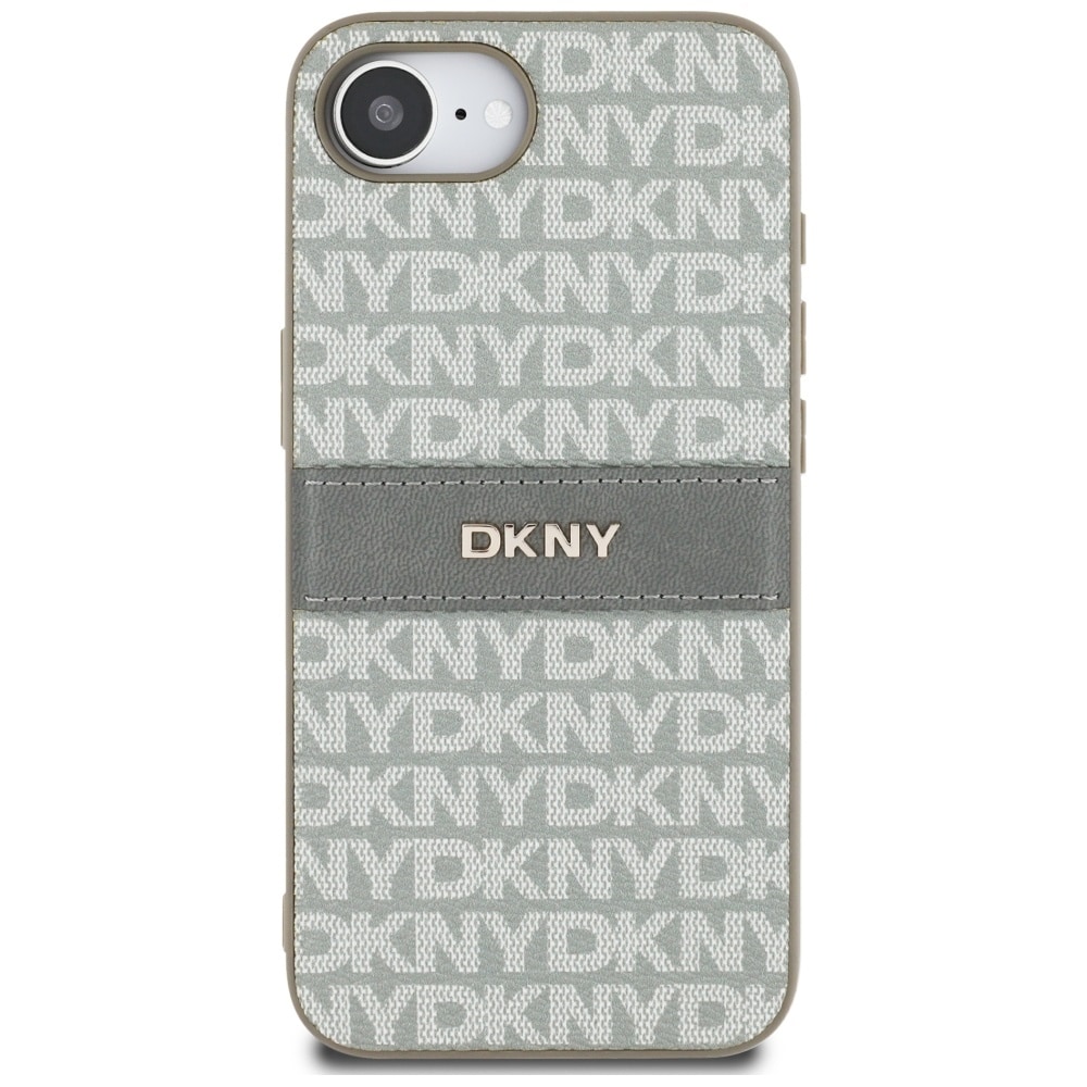 DKNY Repeat Texture Pattern med tonal stribe iPhone 16e Etui - Beige