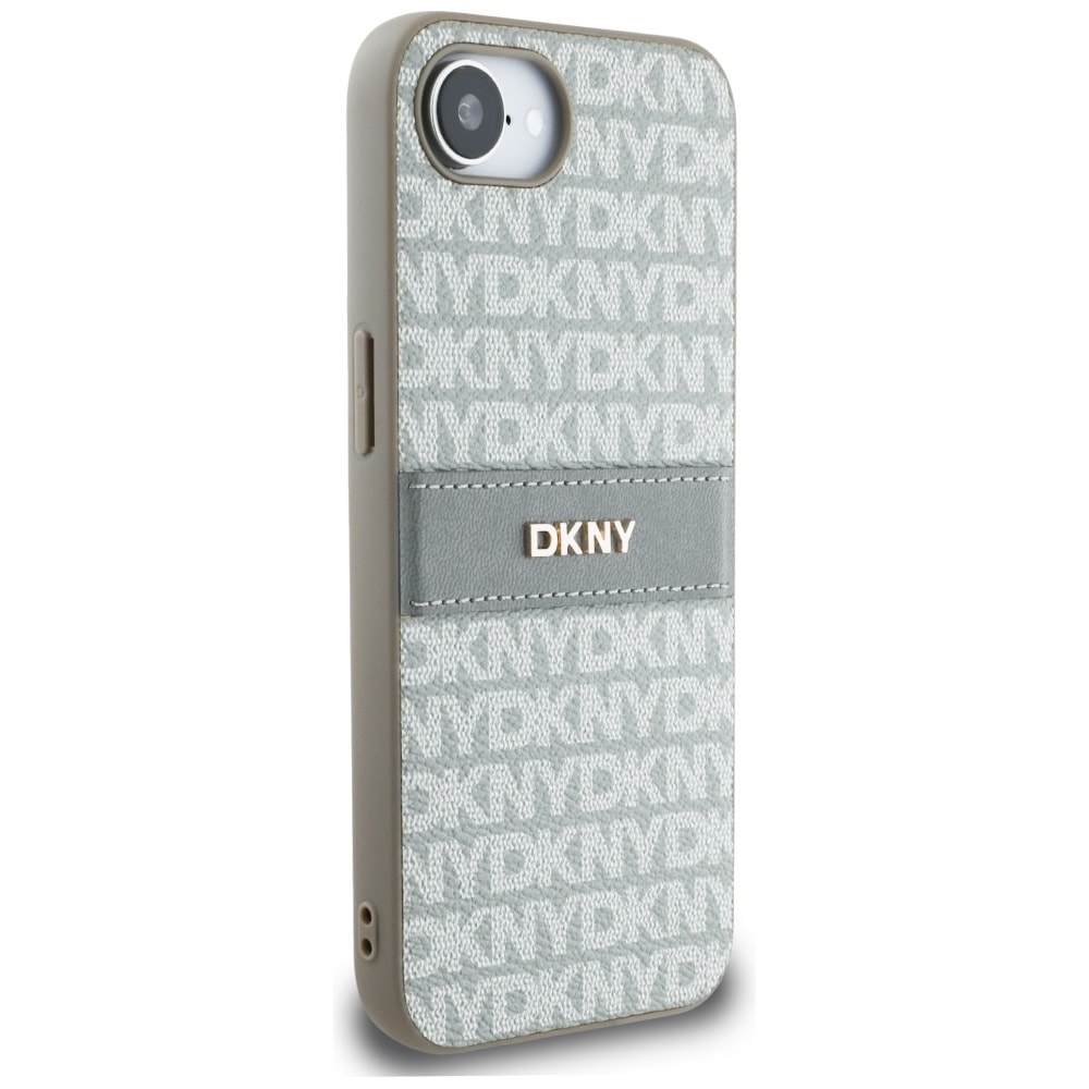 DKNY Repeat Texture Pattern med tonal stribe iPhone 16e Etui - Beige