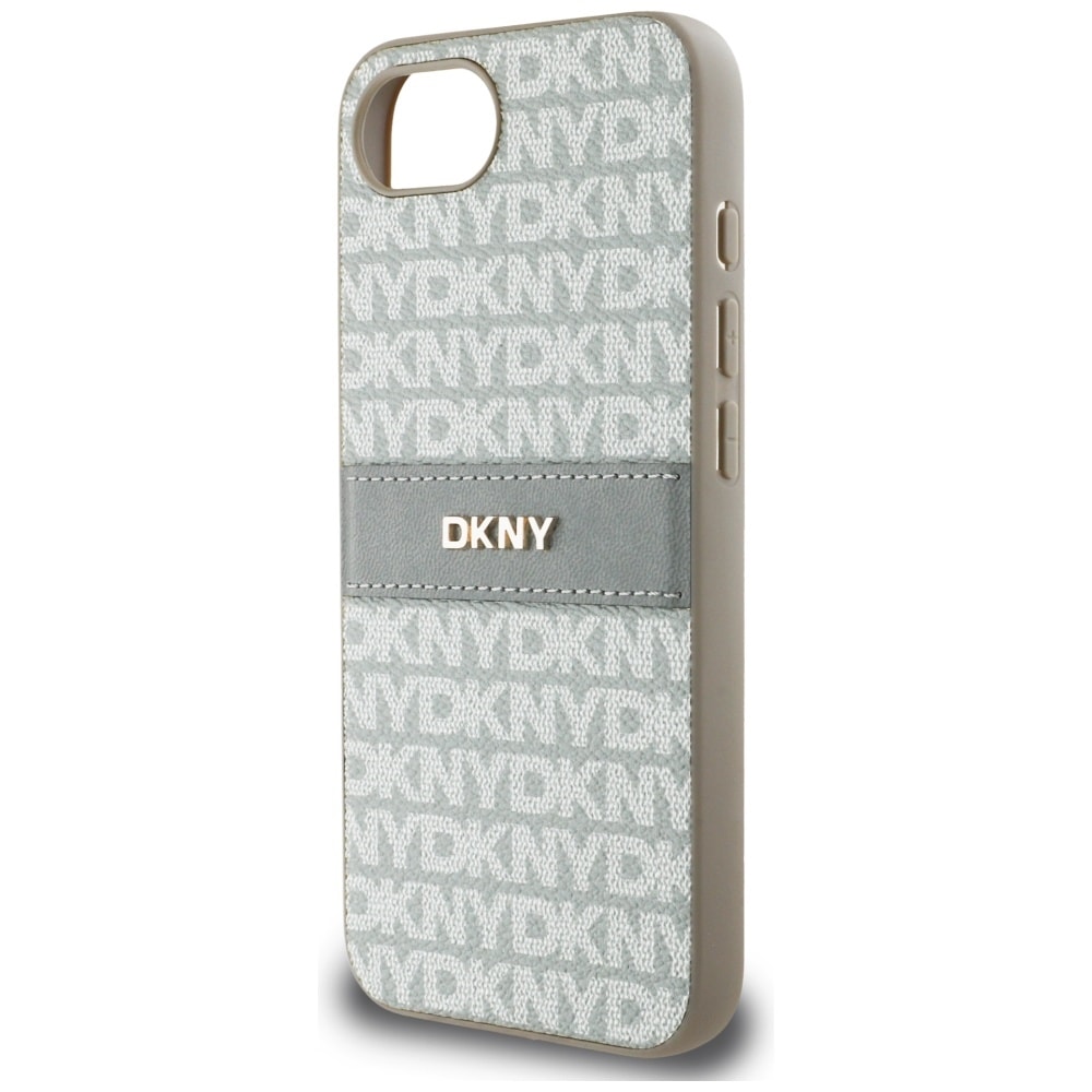 DKNY Repeat Texture Pattern med tonal stribe iPhone 16e Etui - Beige