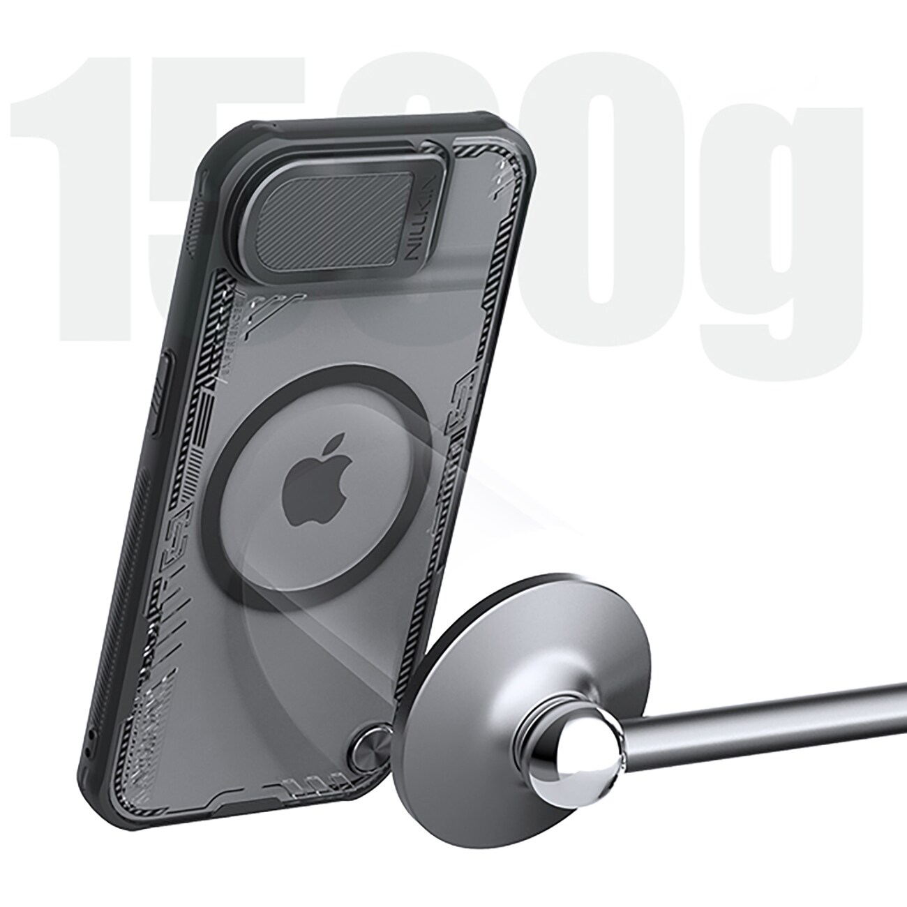 Nillkin Iceblade Prop Magnetiskt fodral med objektivskydd och stativ för iPhone 16e - Svart