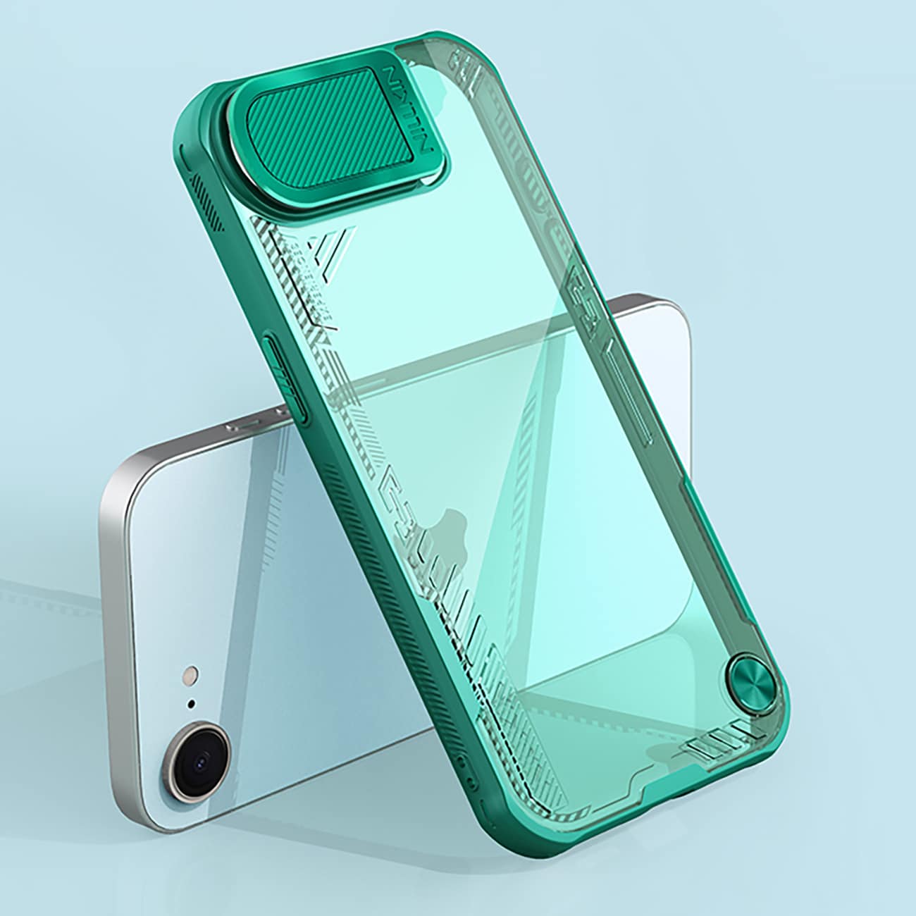 Nillkin Iceblade Prop Case med objektivdæksel og stativ til iPhone 16e - Grøn