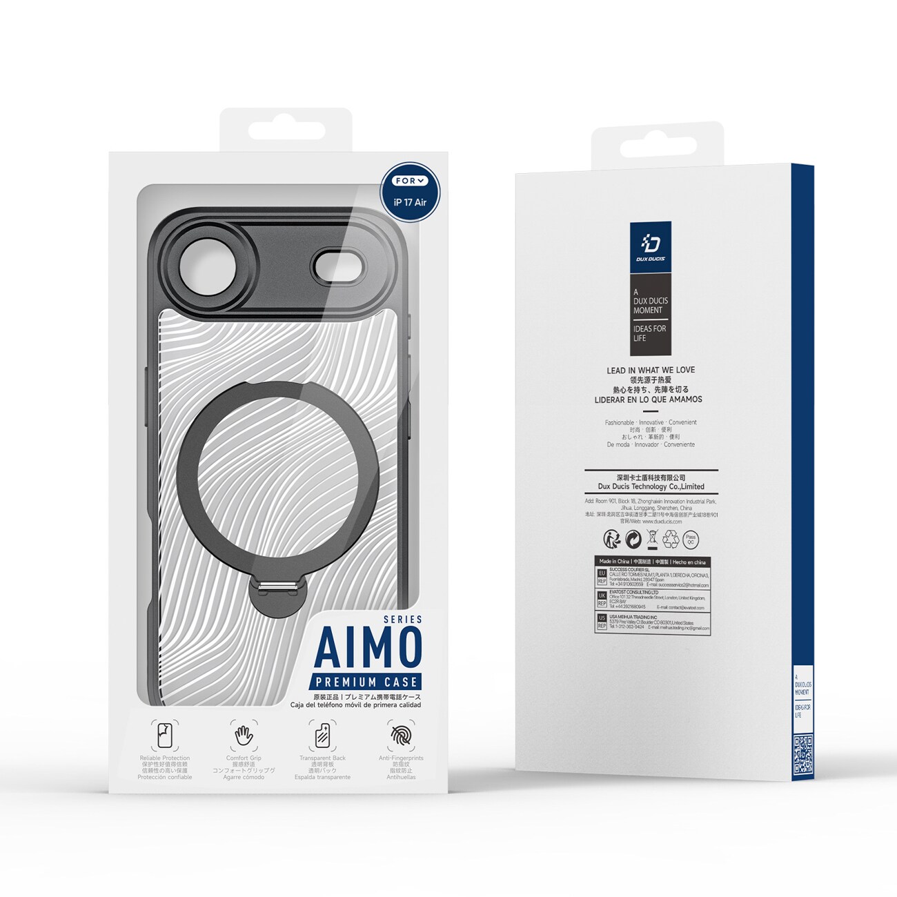 Dux Ducis Aimo Mag-etui med magnetisk ring og stativ til iPhone 17 Air - Sort