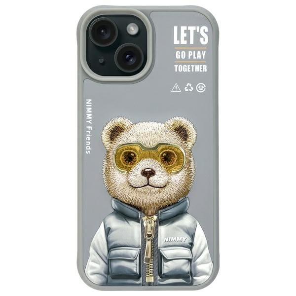 Nimmy Cool&Cute 2.0 Bear Fodral för iPhone 15 - Grå