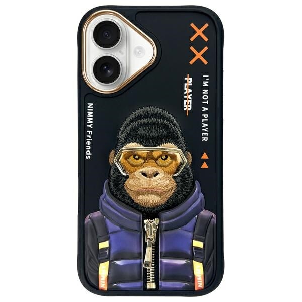 Nimmy Cool&Cute 2.0 Monkey fodral för iPhone 16 - svart