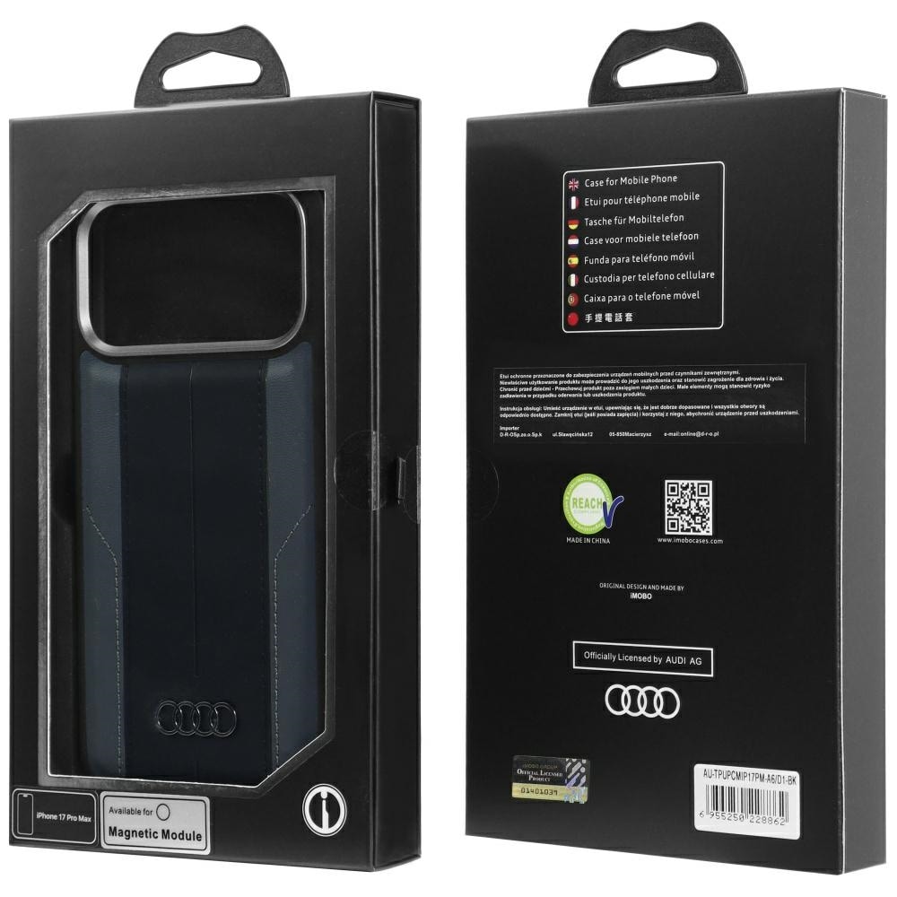 Audi A6 MagSafe-fodral i syntetiskt läder för iPhone 17 Pro Max - Svart