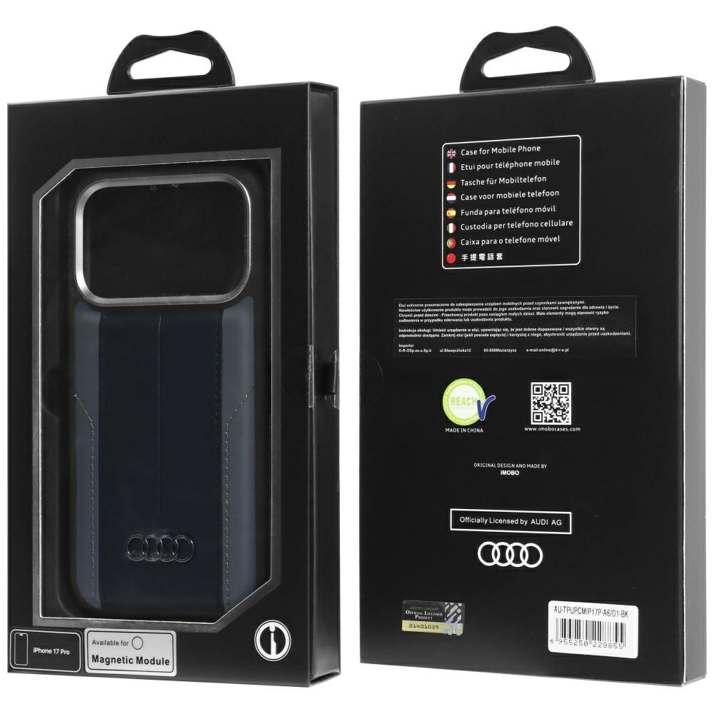 Audi A6 MagSafe-fodral i syntetiskt läder för iPhone 17 Pro - Svart