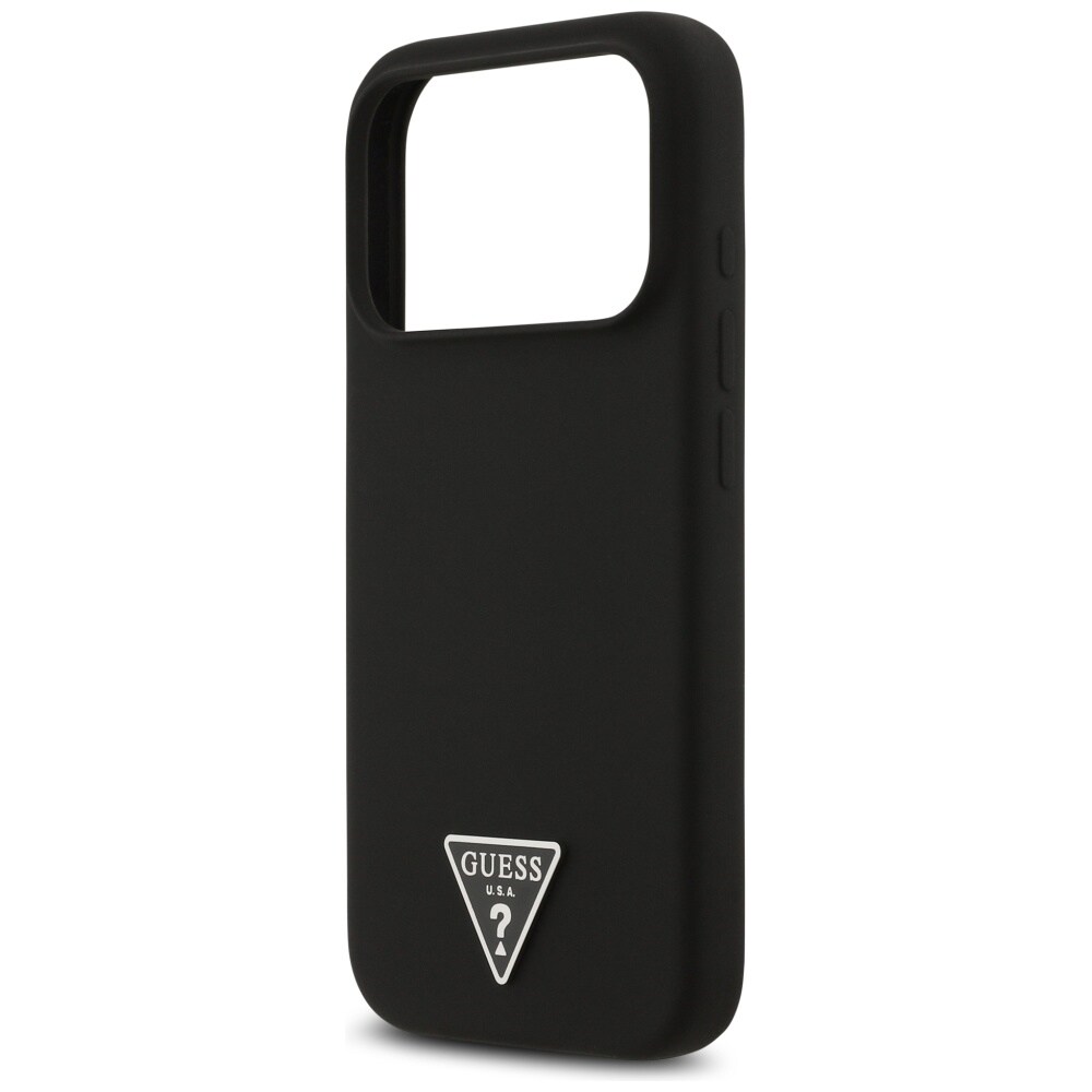 Guess MagSafe-fodral med triangellogo i silikon för iPhone 17 Pro - Svart
