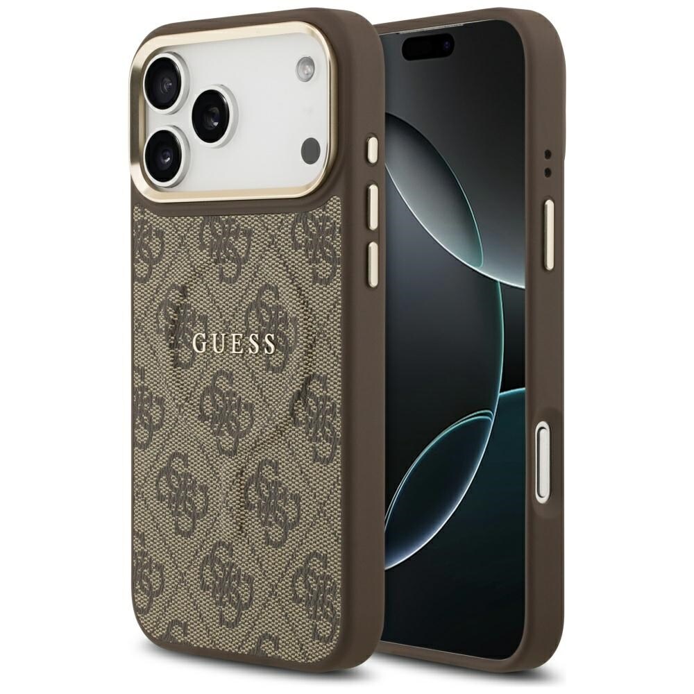 Guess 4G PU Classic Logo MagSafe-fodral för iPhone 17 Pro Max - Brun