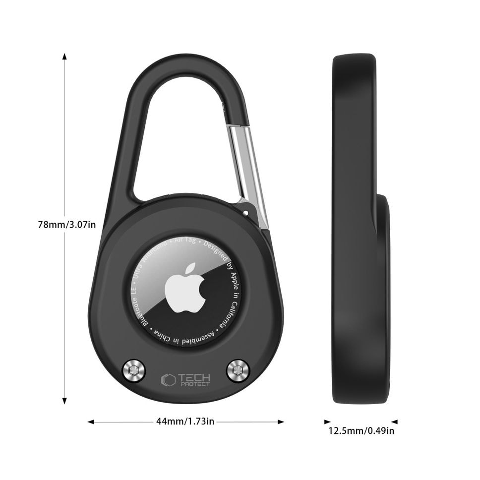 Tech-Protect Slidelock-karabinhage-nøglering til Apple AirTag 1/2 - Sort
