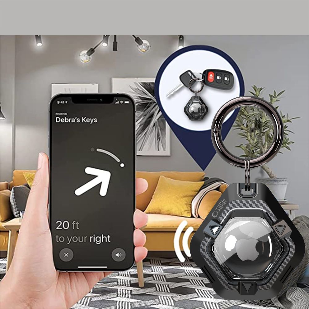 Tech-Protect försvarsfodral för Apple AirTag 1/2 - Svart