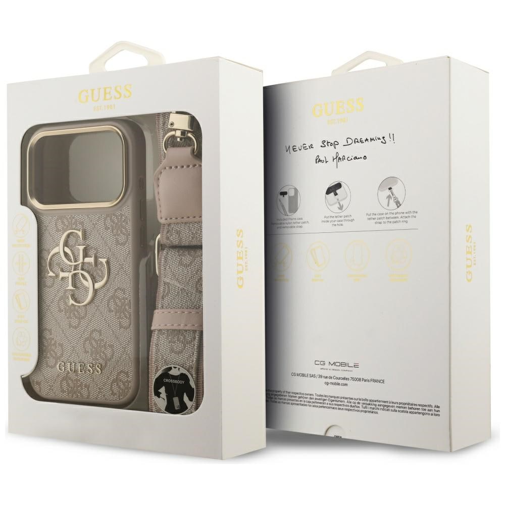 Guess 4G Big 4G Classic Logo Big Strap Metal Buttons Fodral för iPhone 17 Pro - Rosa