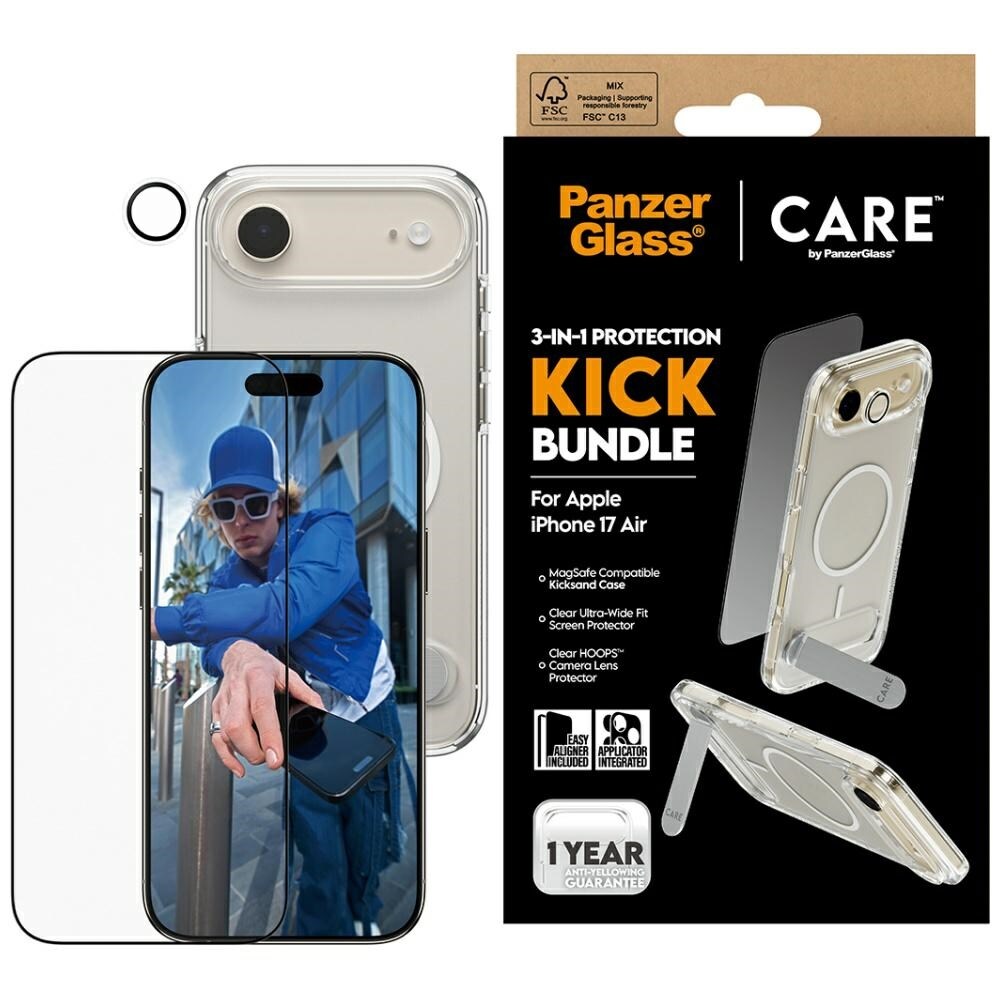 CARE by PanzerGlass Feature Kick 3in1 Fodral + Glas + Lins för iPhone Air