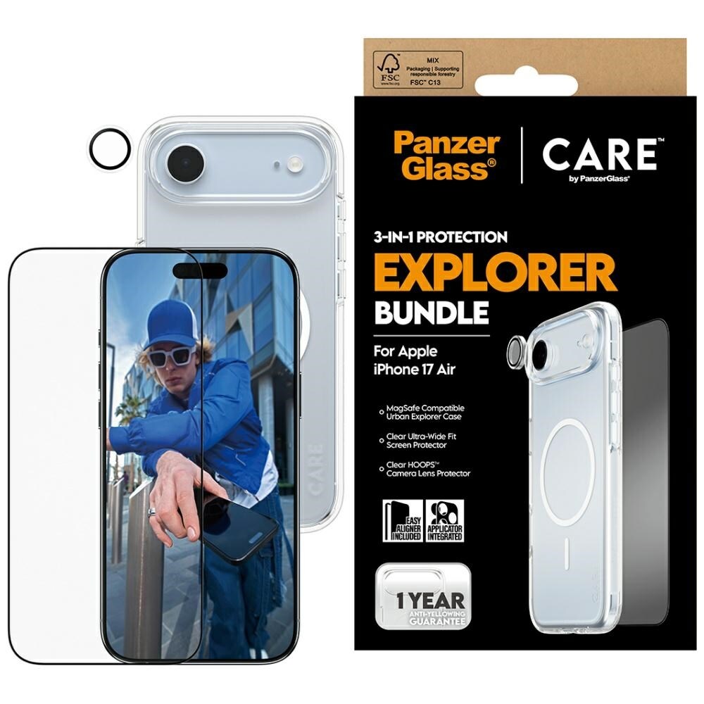CARE by PanzerGlass Flagship Explorer 3-i-1 fodral + glas + lins för iPhone Air