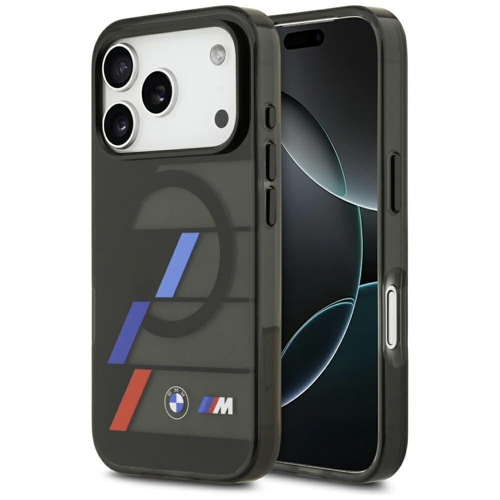 BMW M IML Metallknappar Trikolora linjer MagSafe-fodral för iPhone 17 Pro - Svart