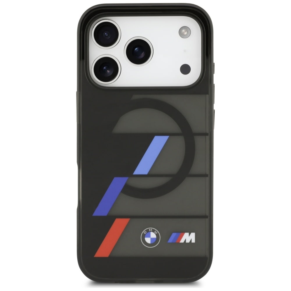 BMW M IML Metal Buttons Tricolor Lines MagSafe-etui til iPhone 17 Pro - Sort