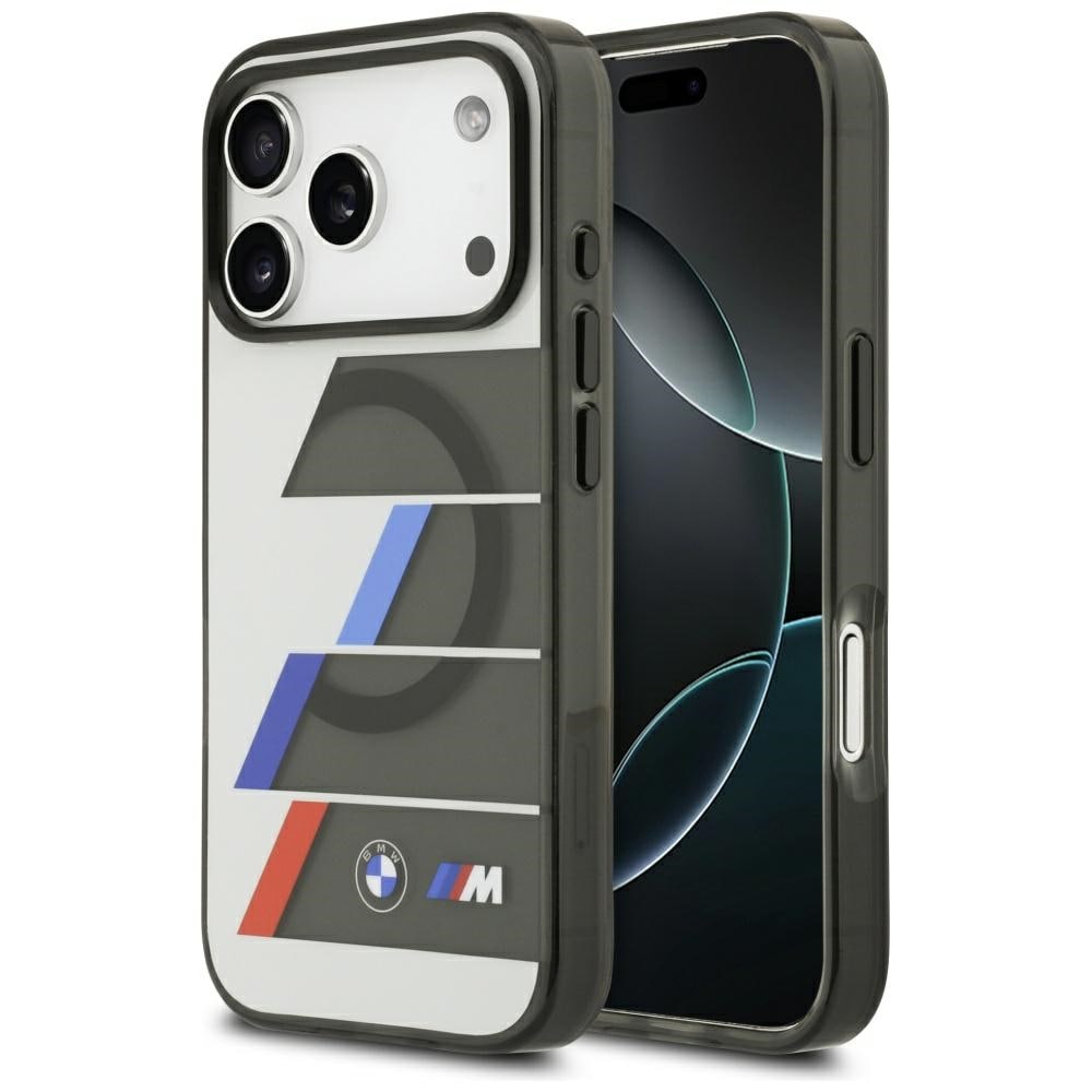 BMW M IML Metallknappar Tricolor Linjer MagSafe-fodral för iPhone 17 Pro Max - Grå