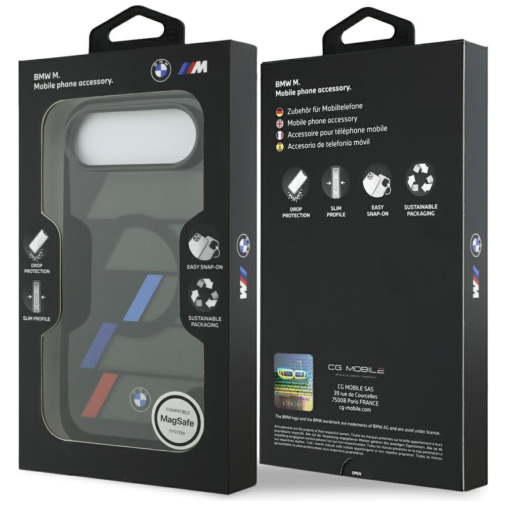 BMW M IML Metallknappar Trikolora linjer MagSafe-fodral för iPhone Air - Svart
