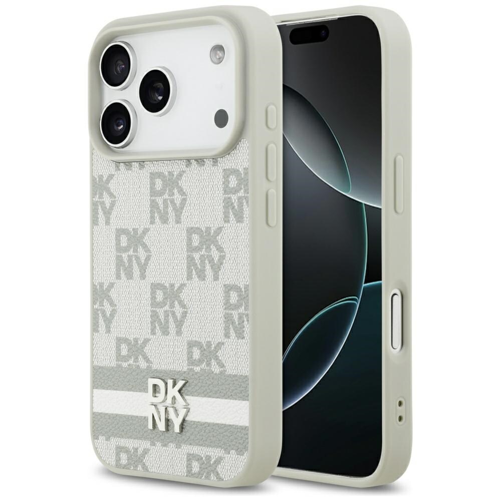 DKNY Rutigt med tryckta ränder iPhone 17 Pro Fodral - Beige