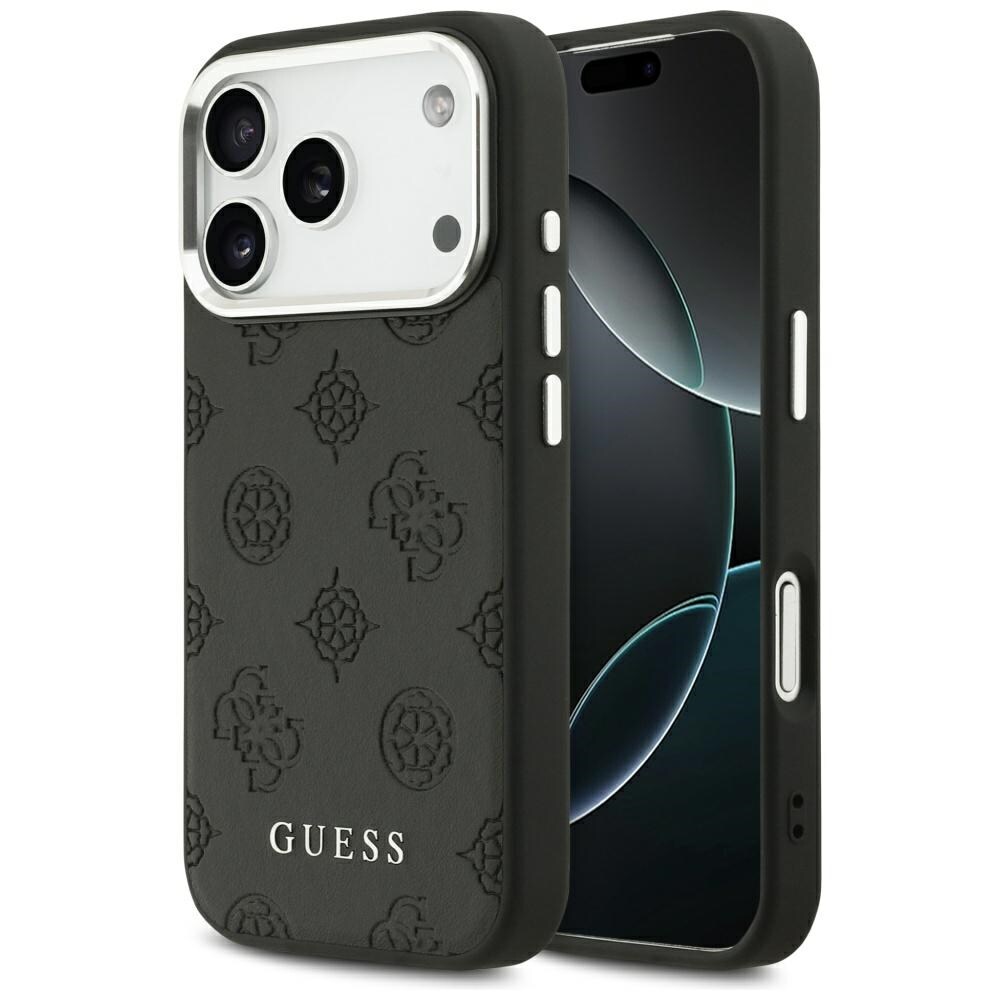 Guess Peony Hot Stamp Script MagSafe-fodral för iPhone 17 Pro - Svart