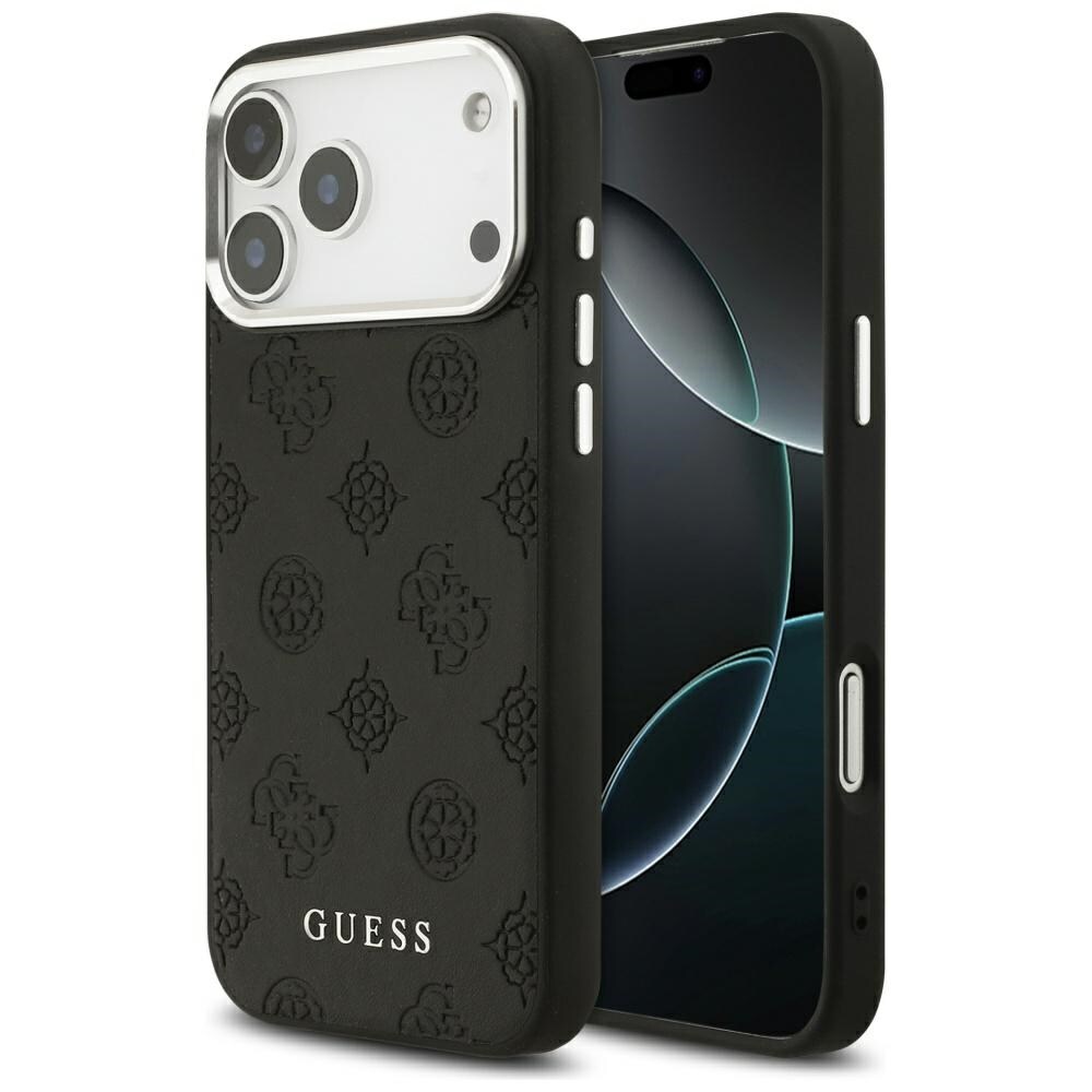 Guess Peony Hot Stamp Script MagSafe-fodral för iPhone 17 Pro Max - Svart