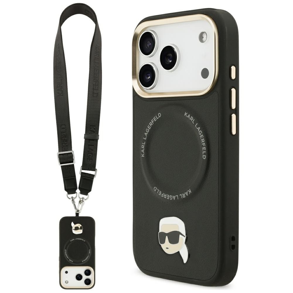 Karl Lagerfeld Big Strap Karl Metal Logo MagSafe-fodral för iPhone 17 Pro Max - Svart