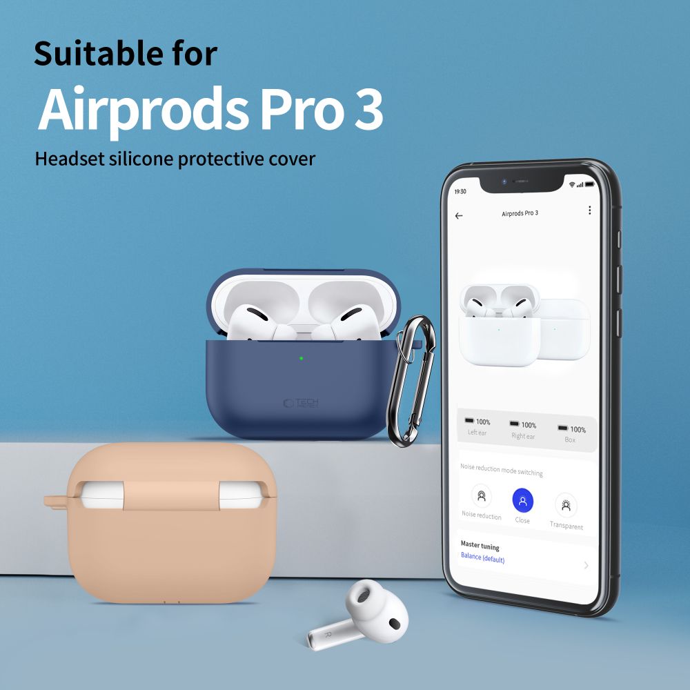 Tech-Protect silikonfodral med krok för AirPods Pro - marinblå