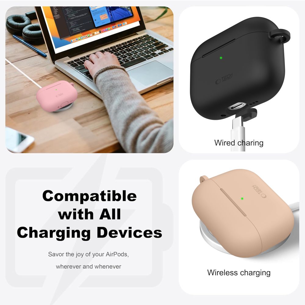 Tech-Protect silikonfodral med krok för AirPods Pro - marinblå