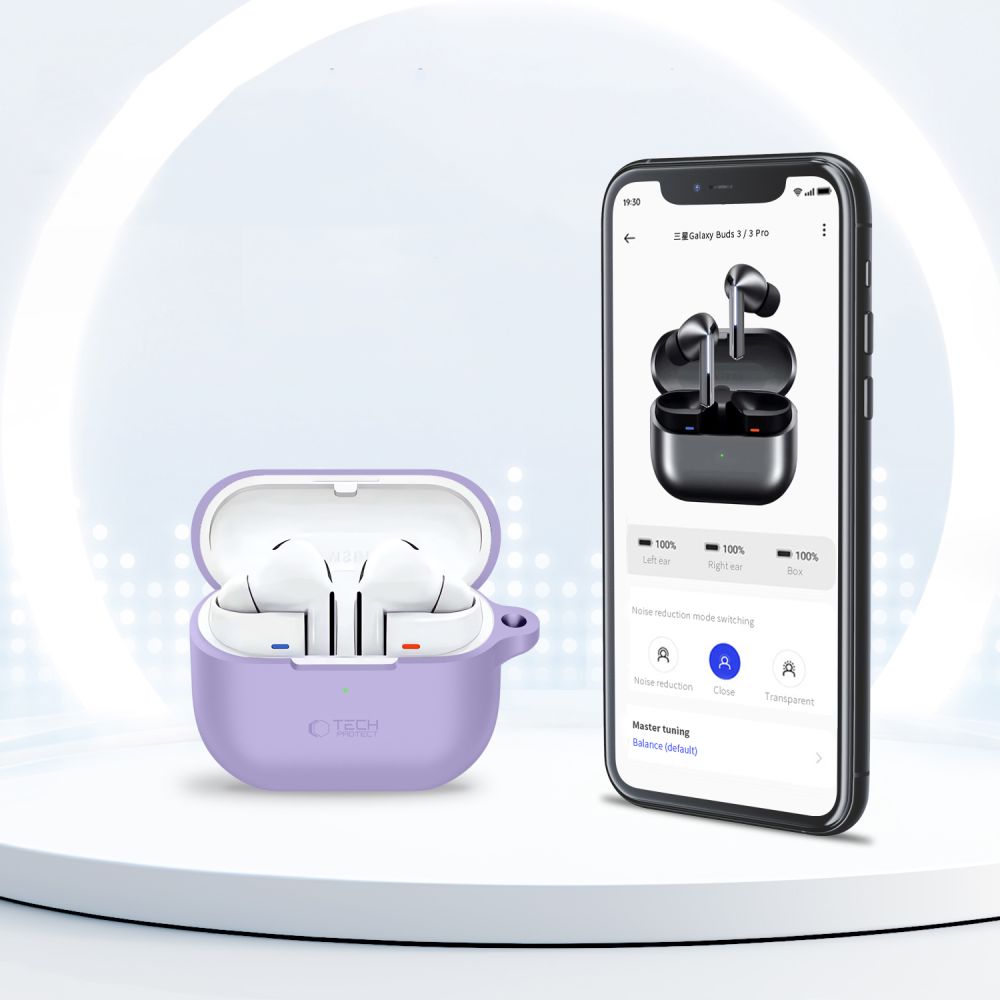 Tech-Protect Silicone Hook Case til Samsung Galaxy Buds 3 / 3 FE / 3 Pro - Lilla