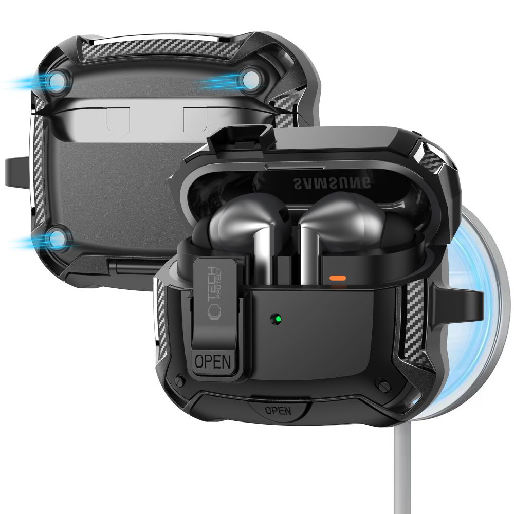 Tech-Protect silikonhakfodral för Samsung Galaxy Buds 3 / 3 FE / 3 Pro - Svart